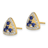 14k 3/8 carat Lab Grown Diamond VS/SI+ G+ and Created Sapphire Complete Triangle Post Earrings
